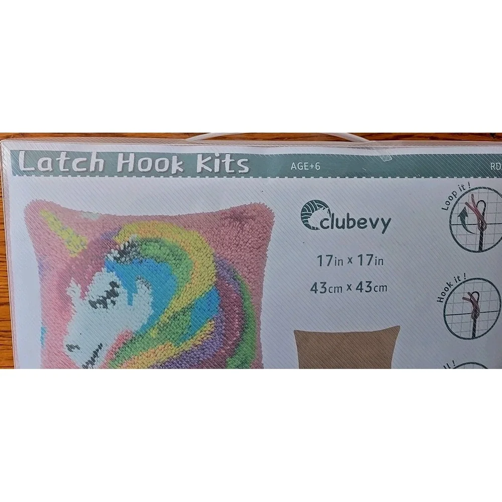 Latch Hook  Pillow Kit  By‎ Clubevy Pillow Open Package